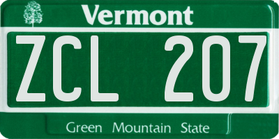 VT license plate ZCL207