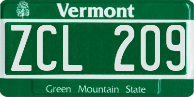VT license plate ZCL209
