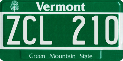 VT license plate ZCL210