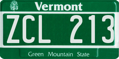VT license plate ZCL213