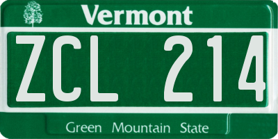 VT license plate ZCL214