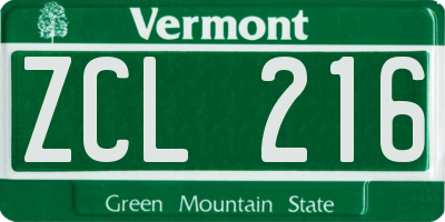 VT license plate ZCL216