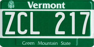 VT license plate ZCL217
