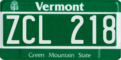 VT license plate ZCL218