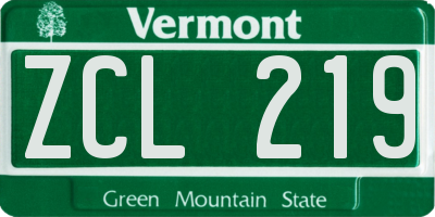 VT license plate ZCL219