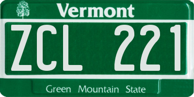 VT license plate ZCL221
