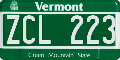 VT license plate ZCL223