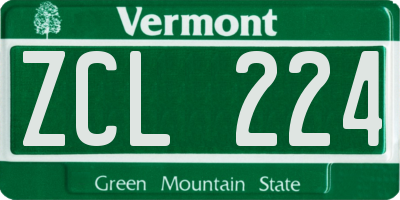 VT license plate ZCL224