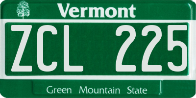 VT license plate ZCL225