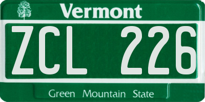 VT license plate ZCL226