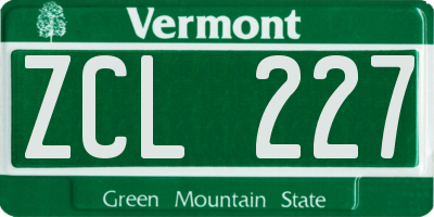 VT license plate ZCL227