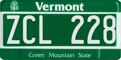VT license plate ZCL228