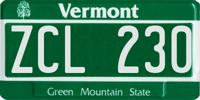 VT license plate ZCL230