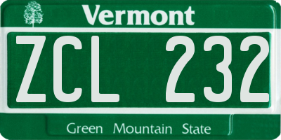 VT license plate ZCL232