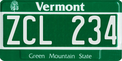 VT license plate ZCL234