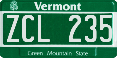 VT license plate ZCL235