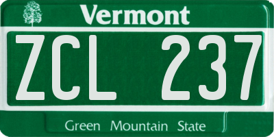 VT license plate ZCL237