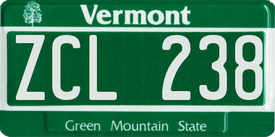VT license plate ZCL238