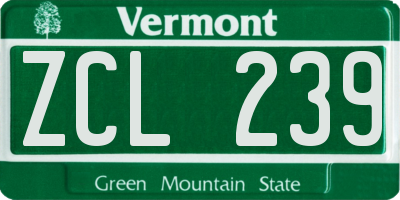 VT license plate ZCL239