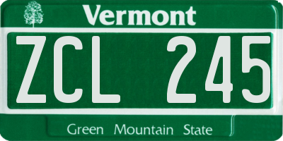VT license plate ZCL245