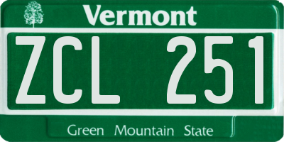 VT license plate ZCL251