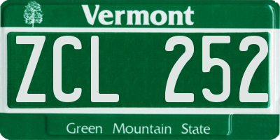 VT license plate ZCL252