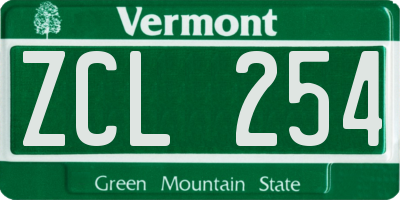 VT license plate ZCL254