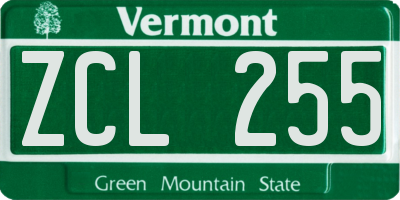 VT license plate ZCL255