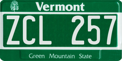 VT license plate ZCL257