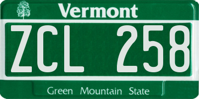 VT license plate ZCL258