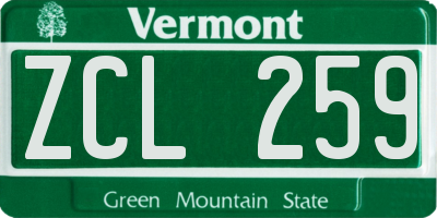 VT license plate ZCL259