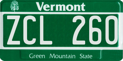VT license plate ZCL260