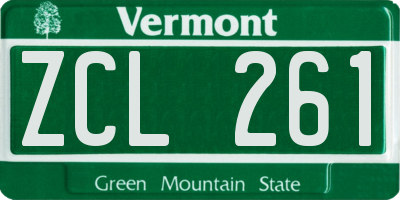 VT license plate ZCL261