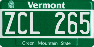 VT license plate ZCL265