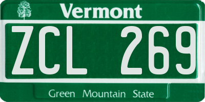 VT license plate ZCL269