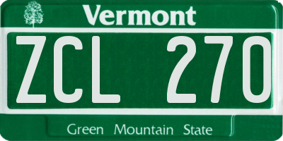 VT license plate ZCL270