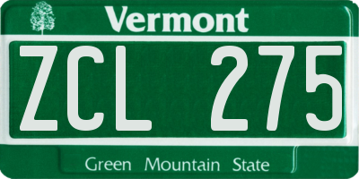 VT license plate ZCL275