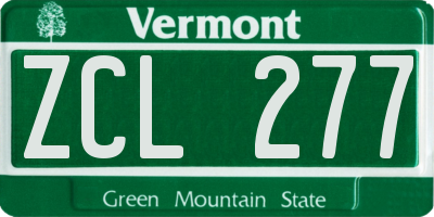 VT license plate ZCL277