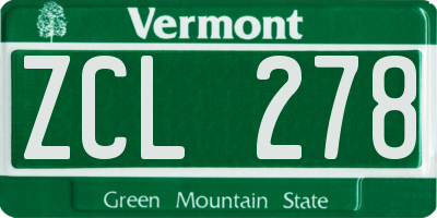 VT license plate ZCL278