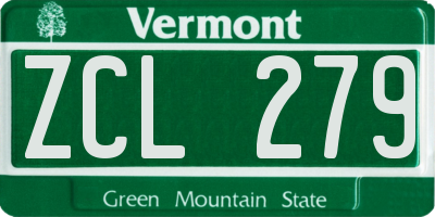 VT license plate ZCL279