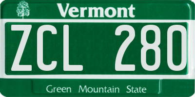 VT license plate ZCL280