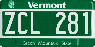 VT license plate ZCL281