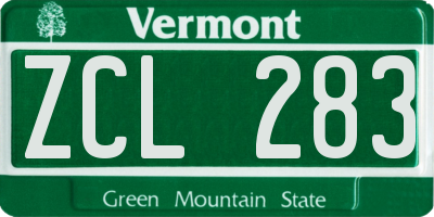 VT license plate ZCL283