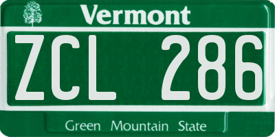 VT license plate ZCL286