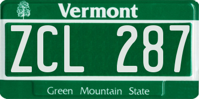 VT license plate ZCL287