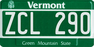 VT license plate ZCL290