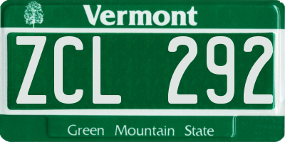 VT license plate ZCL292