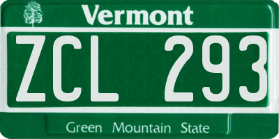 VT license plate ZCL293