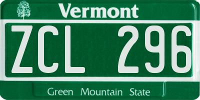 VT license plate ZCL296