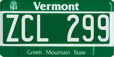 VT license plate ZCL299